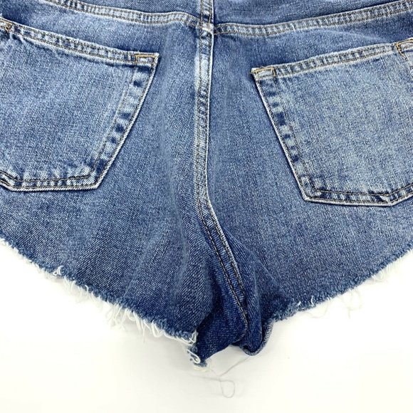 Topshop Shorts Kiri Denim High Rise Cutoff Fray - Picture 12 of 12